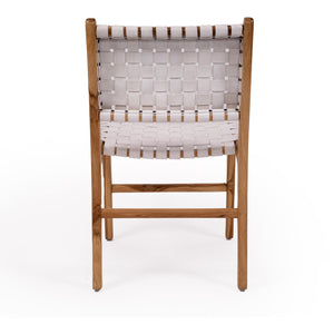Woven leather dining chair in White, Magnolia Lane 5