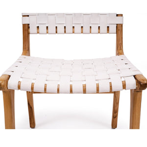 Woven leather dining chair in White, Magnolia Lane 7