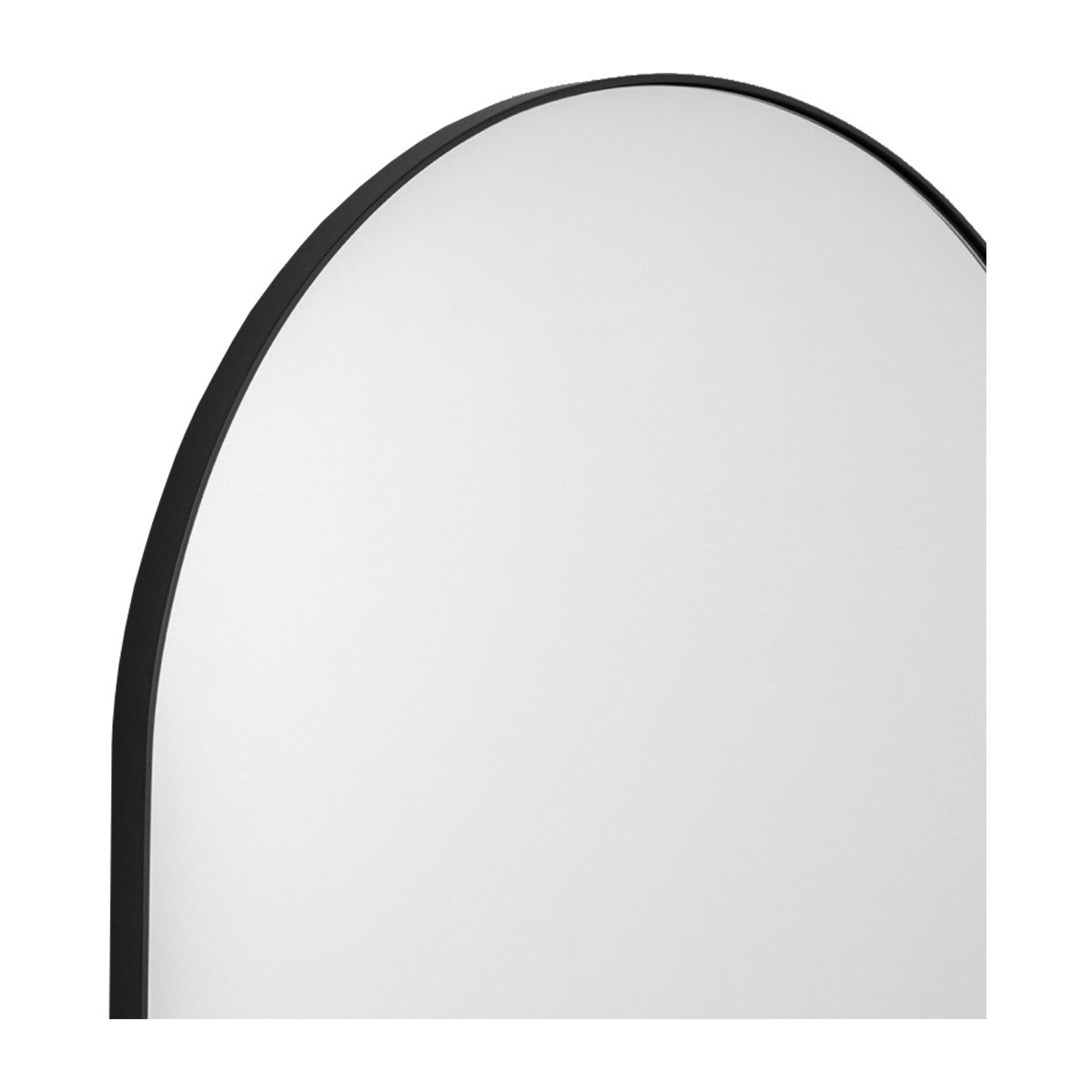 Bjorn Arch Floor Mirror in black – arched full-length mirror with minimalist design, enhances light and space in modern entryways, bedrooms, or living areas - frame detail
