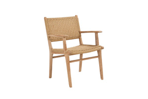 Cable Beach teak and synthetic rattan weave full outdoor dining arm chair, Magnolia Lane 4