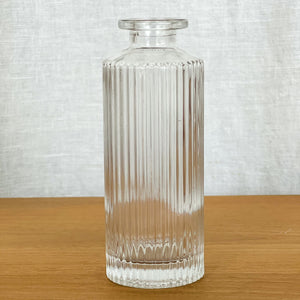 Clear glass bud vase with ribbed design, Magnolia Lane table decor