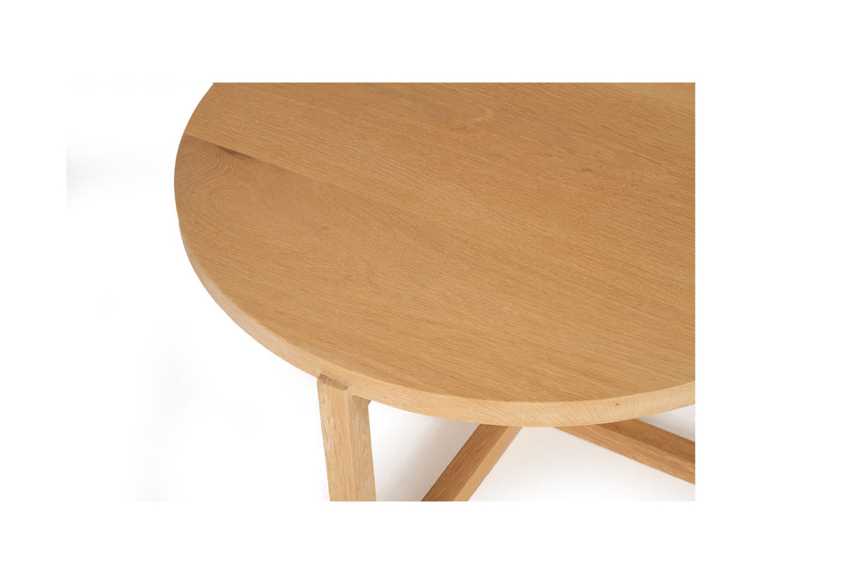 Coast Round Coffee Table in Oak, close-up detail.