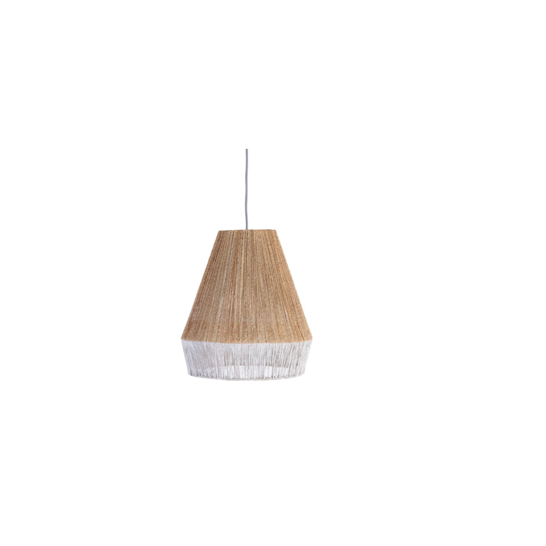 Duo Jute Pendant light shade, hand-crafted from natural jute with white or black brush-painted sections, pendant only.