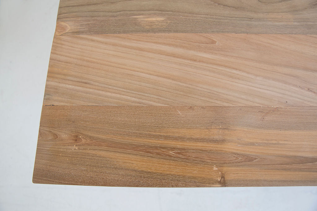 Gather Indoor Dining Table in Reclaimed Teak, close-up detail.