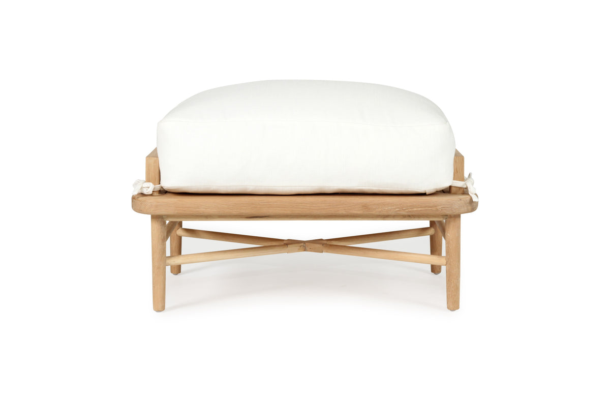 Harbour Island Indoor Armchair + Ottoman, front view.