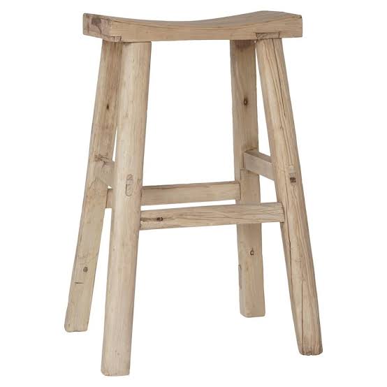 Handmade reclaimed elm wood barstool with bleached finish, featuring natural variations for a unique coastal or villa style. By Uniwqa Collections, sold by Magnolia Lane Australia wide delivery.