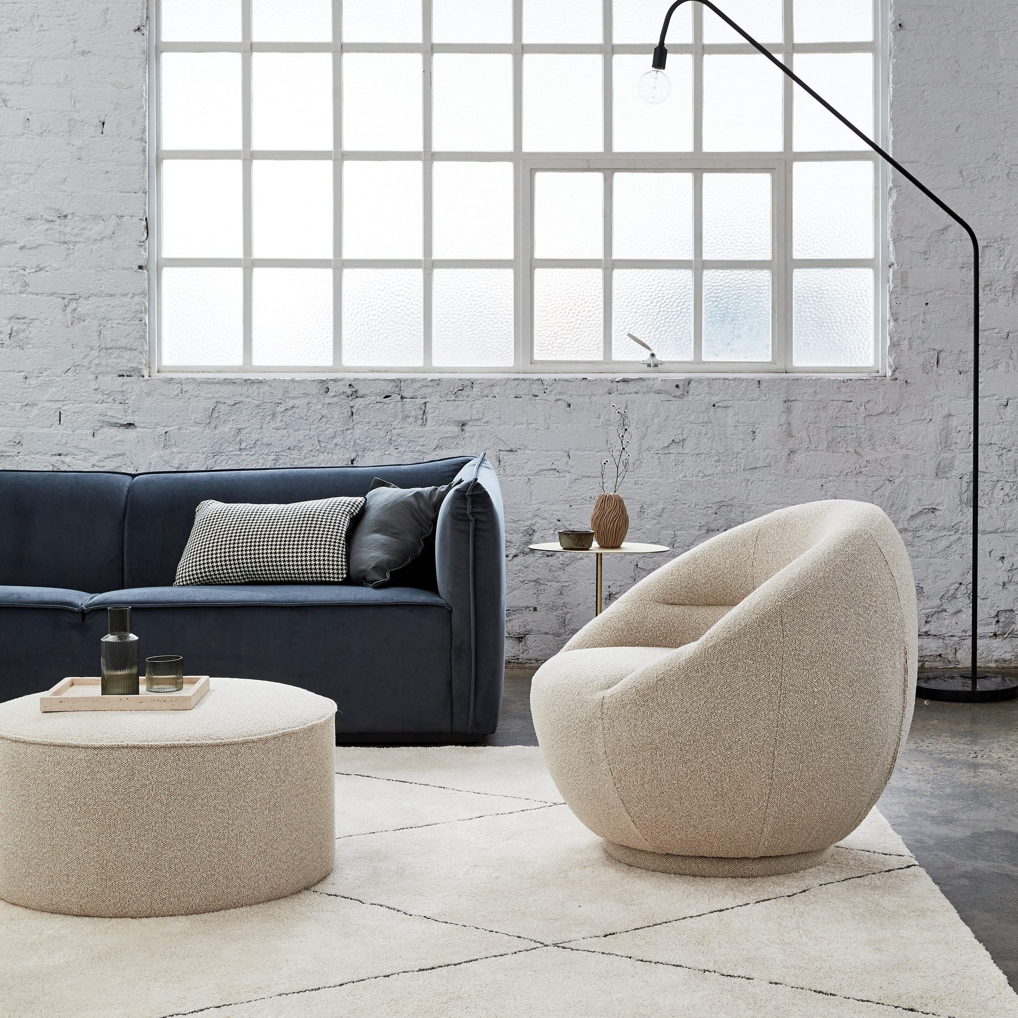 Luna Swivel Chair in, Oatmeal Boucle, Magnolia Lane modern interior