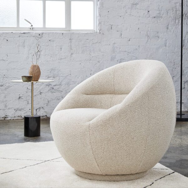 Luna Swivel Chair in, Oatmeal Boucle, Magnolia Lane modern living Sunshine Coast