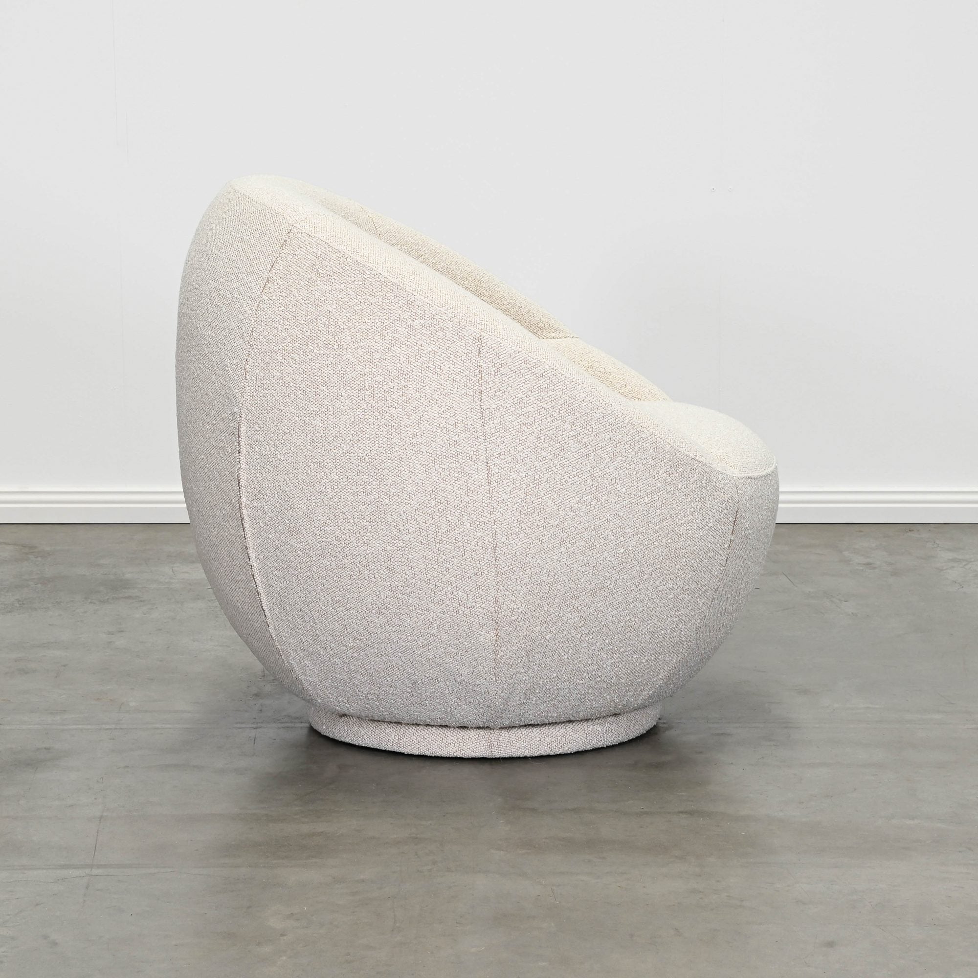 Luna Swivel Chair in, Oatmeal Boucle, Magnolia Lane modern living, side