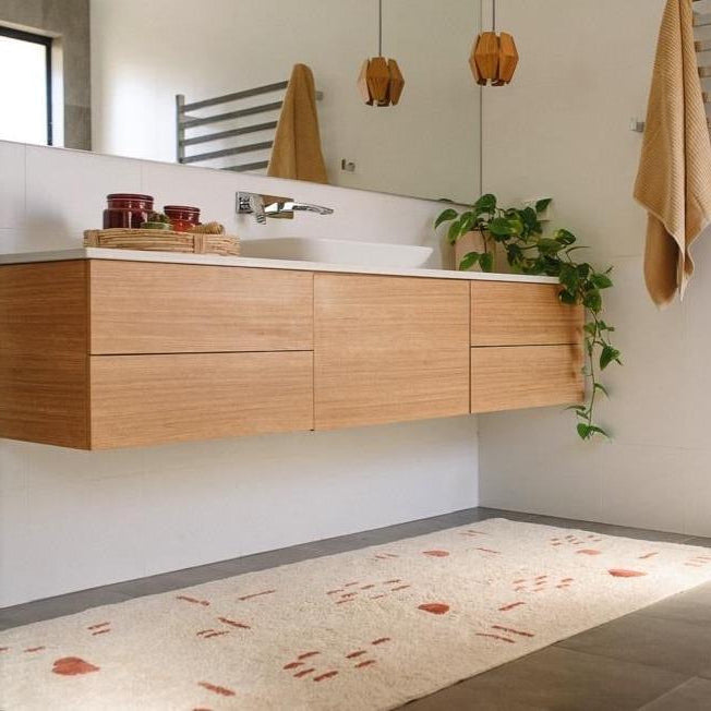 Nomad XL Bath Runner – handwoven, plush bath mat in neutral tones for luxurious bathroom or home accent decor