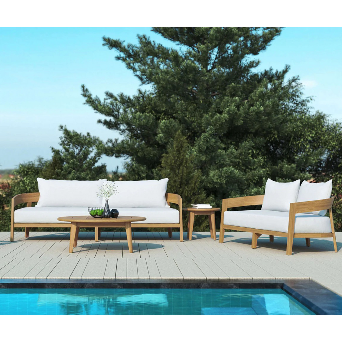 Noosa Outdoor Three Seater Sofa, outdoor lifestyle setting.