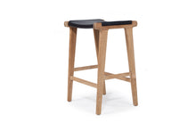 Load image into Gallery viewer, Leather saddle stool in black, Magnolia Lane kitchen stool