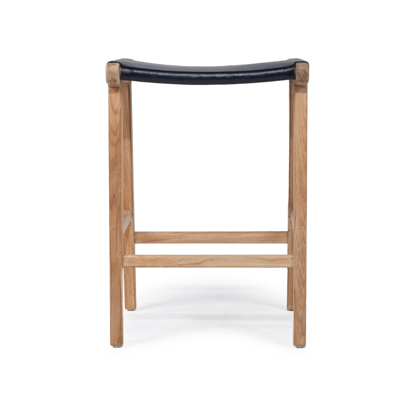 Leather saddle stool in black, Magnolia Lane