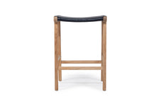 Load image into Gallery viewer, Leather saddle stool in black, Magnolia Lane