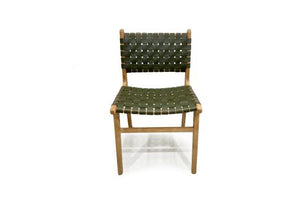 Woven leather dining chair in Olive, Magnolia Lane 3
