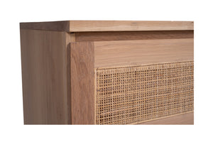 Sunrise rattan and American Oak six door bedroom chest of drawers, Magnolia Lane coastal bedroom furniture 4