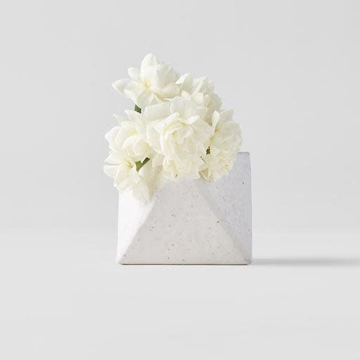 Triangular Small Vasein Matte White, Magnolia Lane artisan homewares Sunshine Coast