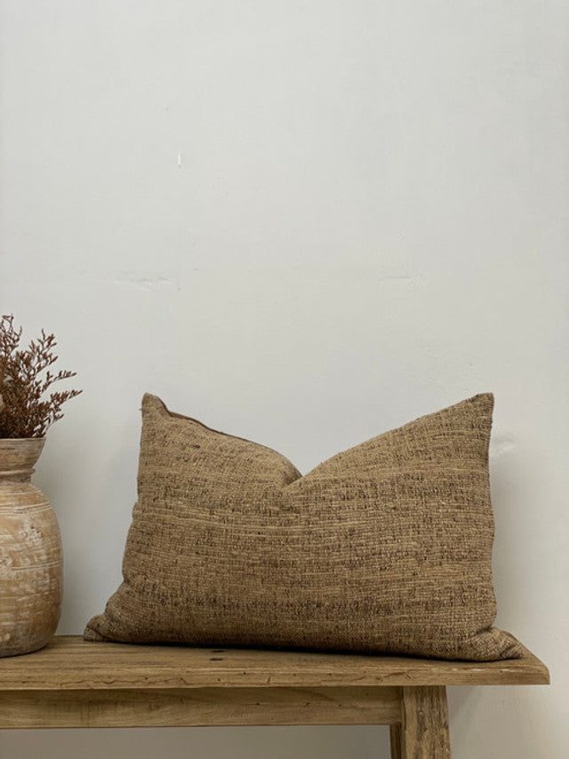 Tussar heavy reversible lumbar cushion cover, linen and wild silk, Magnolia Lane Sunshine Coast homewares
