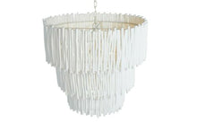 Load image into Gallery viewer, Wood Candle Stick Tiered Chandelier in White, Magnolia Lane boutique lighting Sunshine Coast