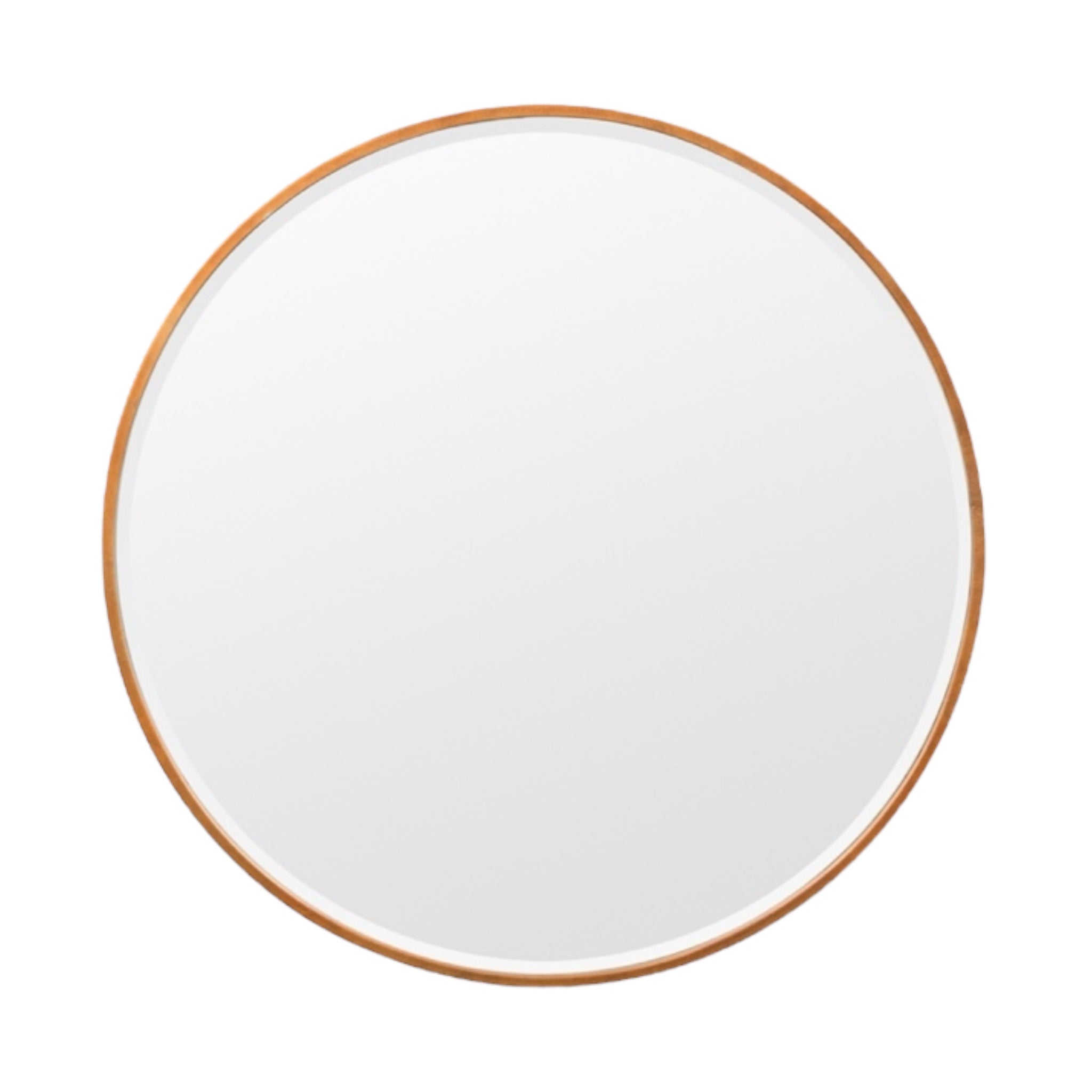 Arthur Copper Mirror – round wall mirror with minimalist copper-look metal frame, handcrafted for a unique, contemporary design
