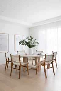 Round concrete dining table in ivory, Magnolia Lane modern dining furniture
