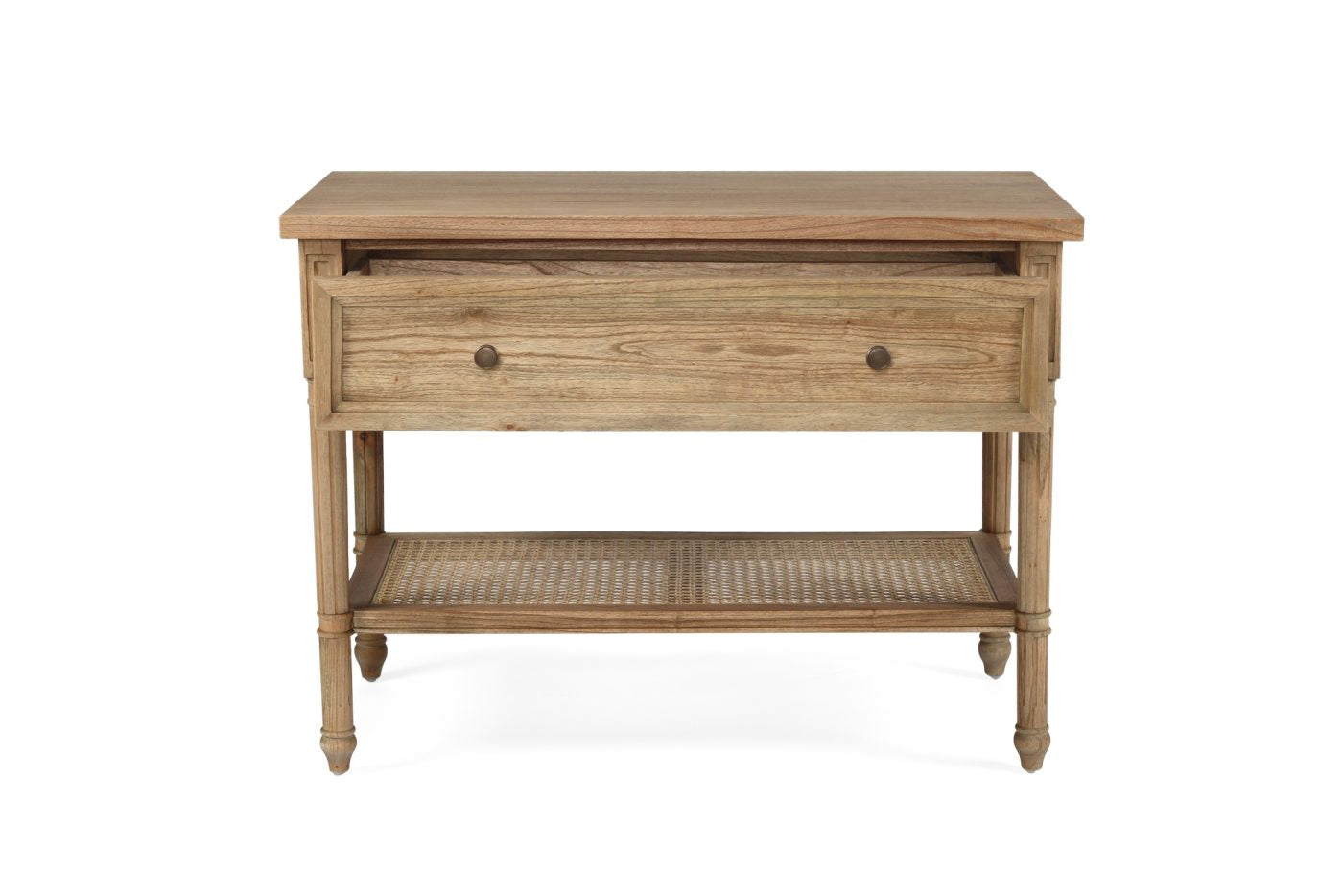 Whitsunday Cane Wide Nightstand | Weathered Oak
