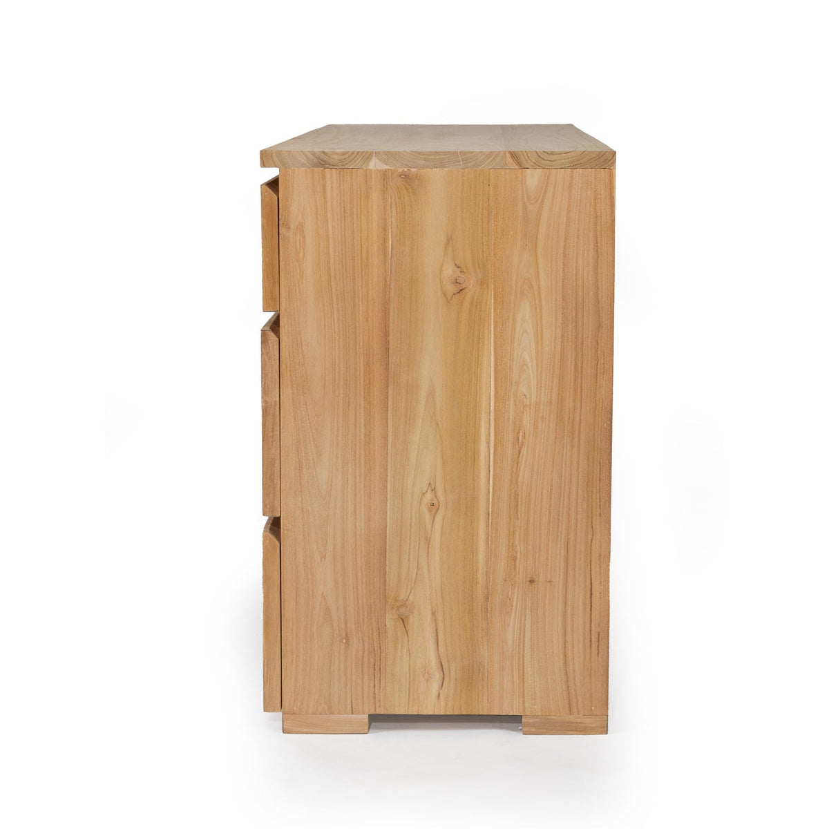 8D Rattan Chest of Drawers crafted from sustainable teak with finely sanded finish – durable and stylish storage for modern bedrooms.  Side perspective