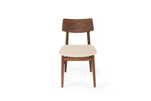 Beautifully crafted dining chair in a solid black American Walnut Frame with comfortable linen coloured seat cushion.  Magnolia Lane modern dining furniture 2