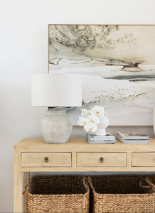 Reclaimed elm four draw console, Magnolia Lane modern coastal interior 1