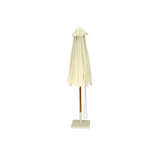 Load image into Gallery viewer, Amalfi Outdoor Parasol with teak pole and marine-grade fittings, round Sunproof Copacobana shade, elegant coastal outdoor umbrella for poolside or garden.  Resort style living poolside.  Folded down.