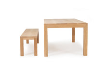 Load image into Gallery viewer, Austin Dining Table crafted from solid American Oak with a finely sanded surface and natural raw finish, built for durability and timeless style. Side view 2