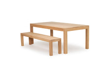 Load image into Gallery viewer, Austin Dining Table crafted from solid American Oak with a finely sanded surface and natural raw finish, built for durability and timeless style. With bench 1