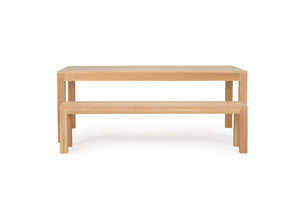 Austin Dining Table crafted from solid American Oak with a finely sanded surface and natural raw finish, built for durability and timeless style. With bench 3