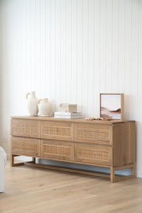 Beach House 6 Drawer Chest of Drawers in Amercian Oak, Magnolia Lane modern coastal bedroom