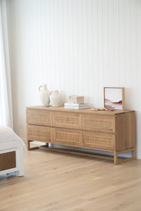 Beach House 6 Drawer Chest of Drawers in Amercian Oak, Magnolia Lane coastal bedroom