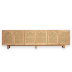 Beach house six door American oak sideboard with arch window detail on doors, Magnolia Lane