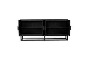 Sleek black Benji four door teak console, Mangolia Lane 2