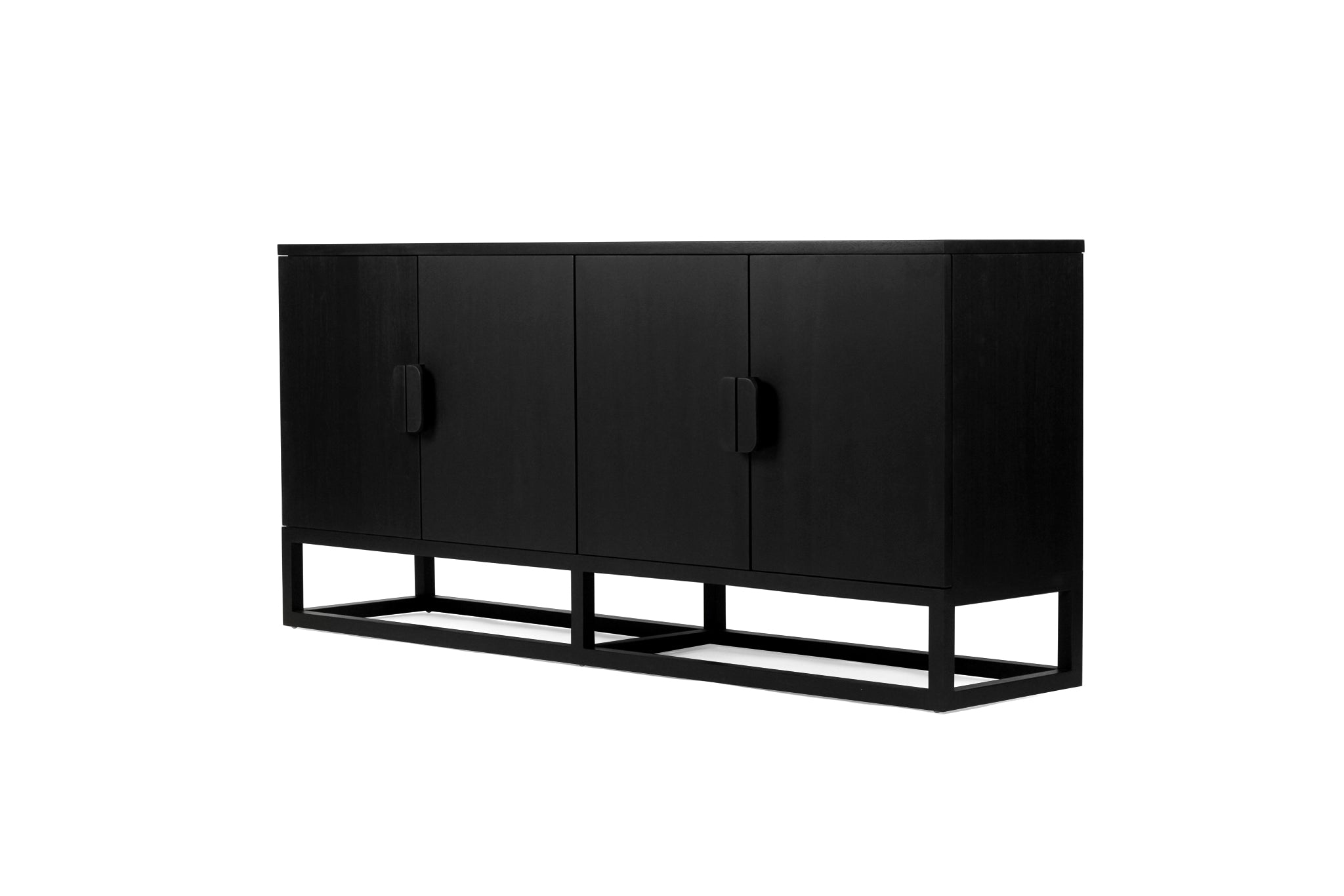 Sleek black Benji four door teak console, Mangolia Lane 3