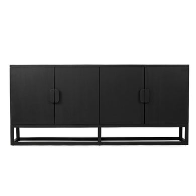 Sleek black Benji four door teak console, Mangolia Lane