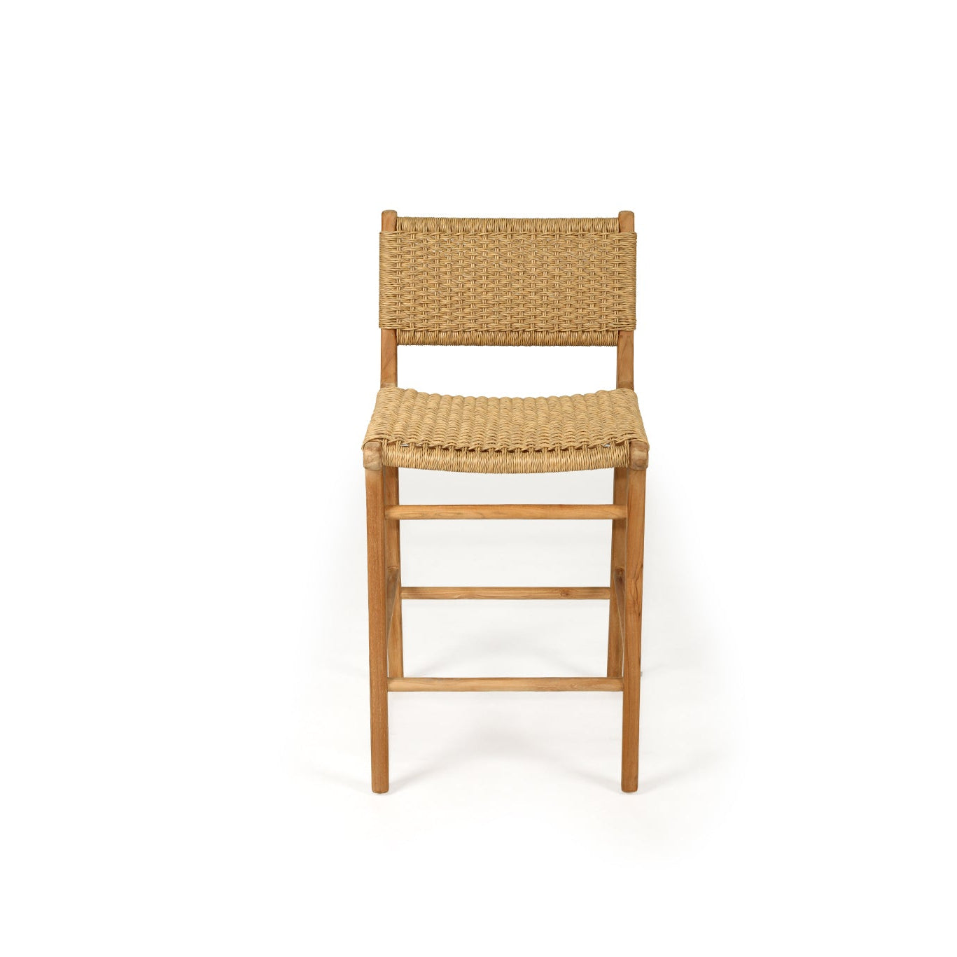 Cable Beach counter stool in sand with solid teak frame and close weave Viro cord 1