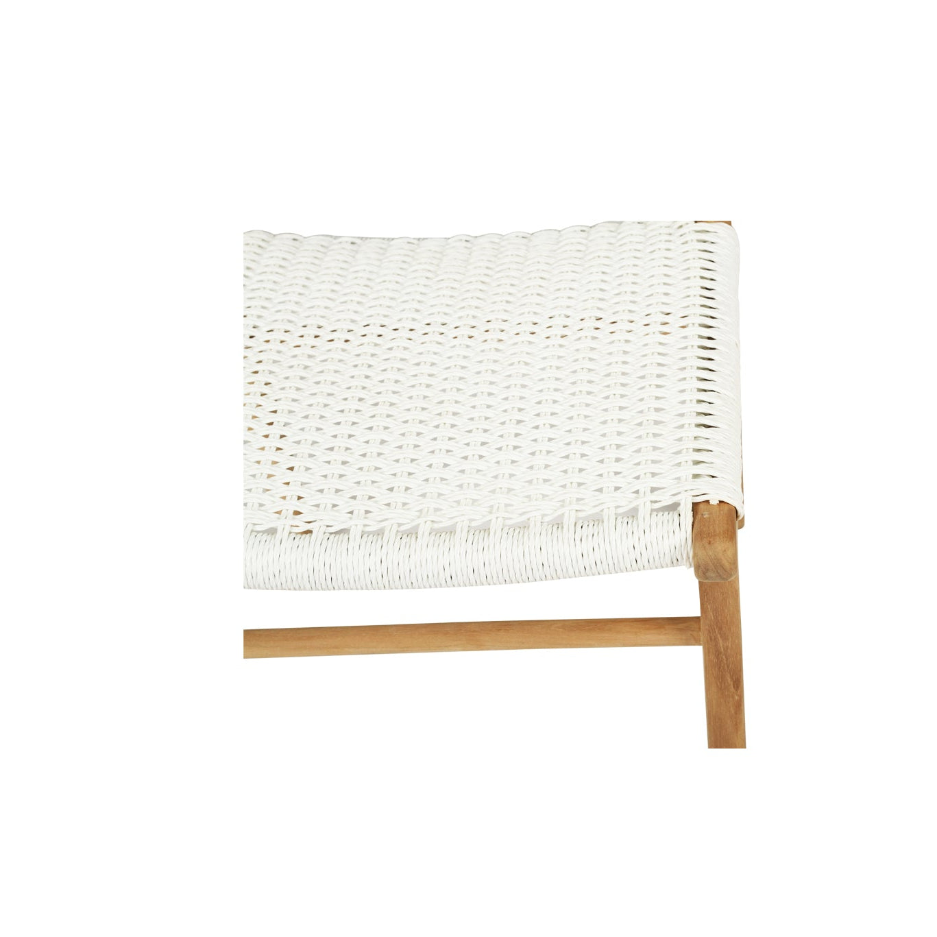 Close-up of white Viro cord close weave detailing on Cable Beach dining chair - seat detail