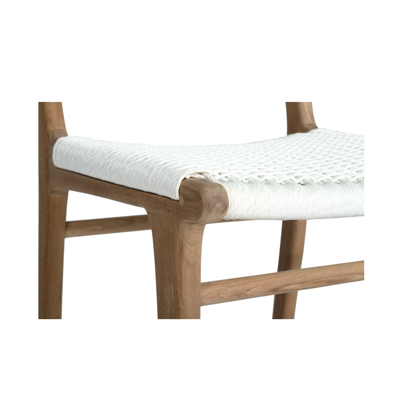 Close-up of seat white close weave Viro cord detailing on Cable Beach outdoor bar stool