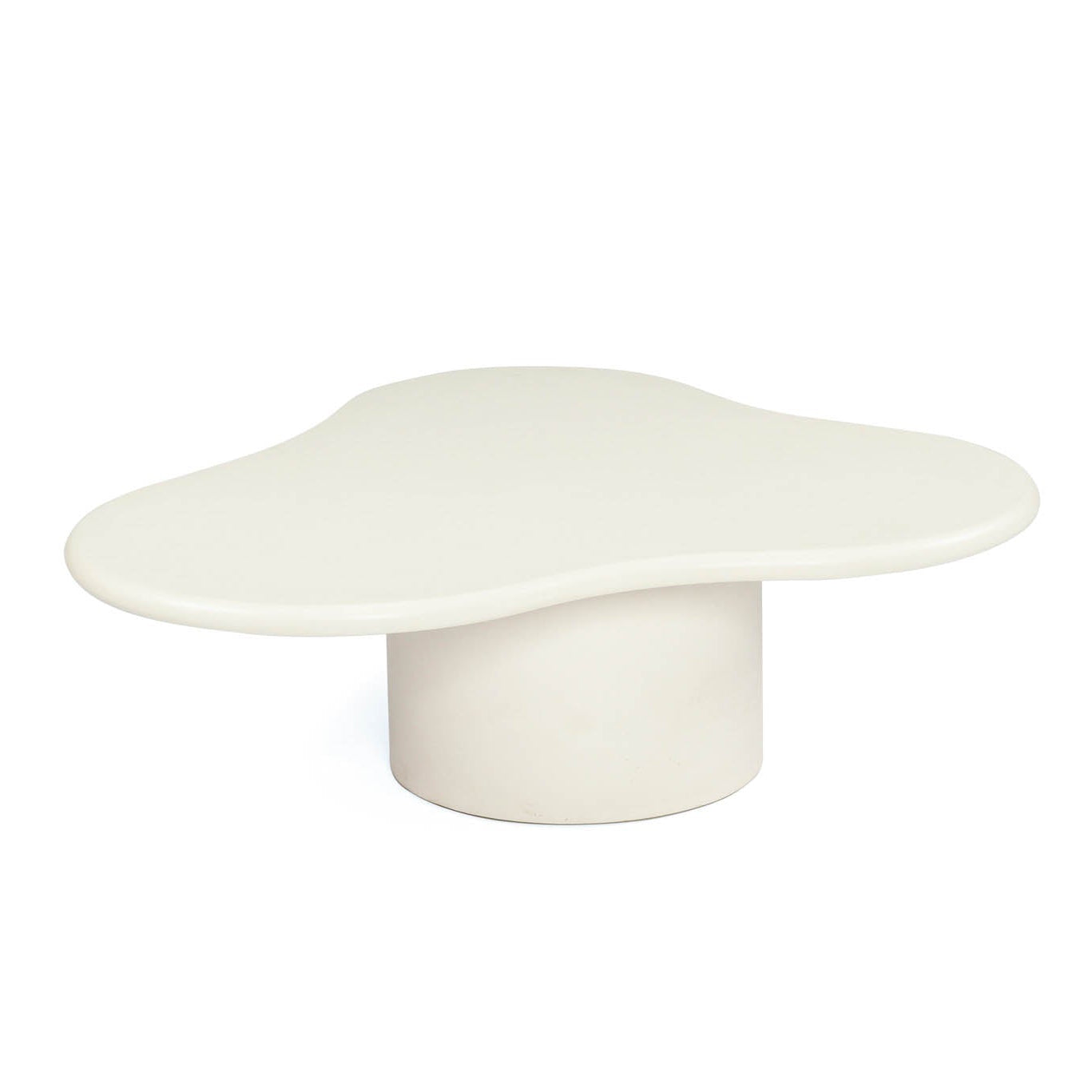 Top view of Costa Organic Coffee Table highlighting organic freeform shape and ivory microcement surface.