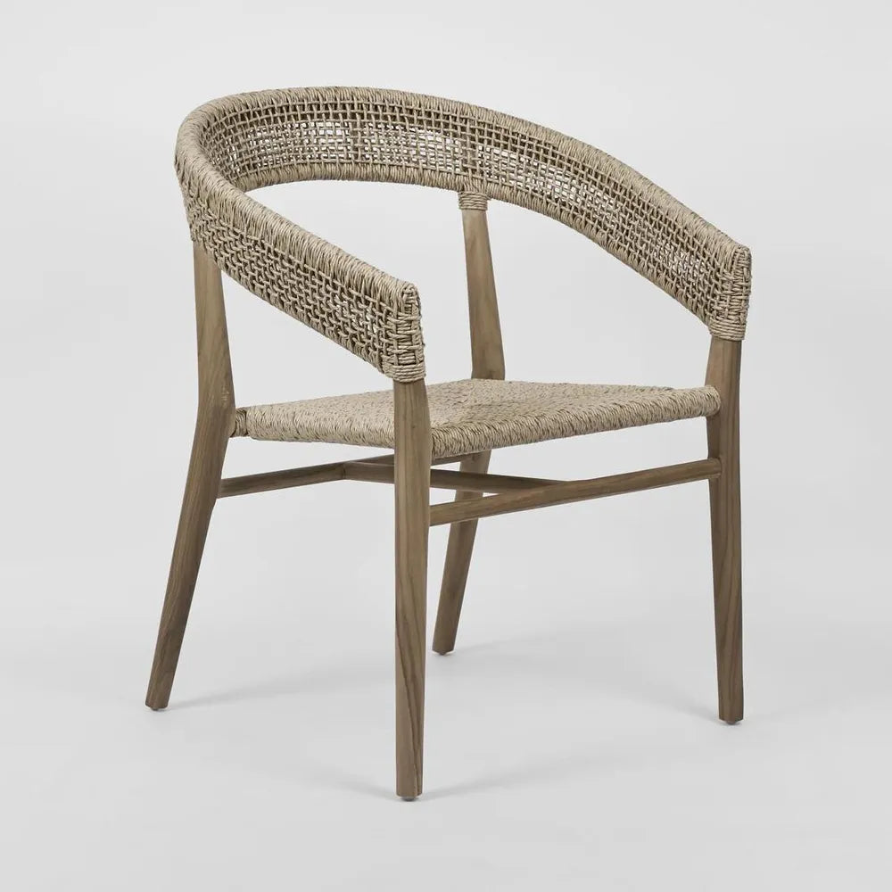 Teak and synthetic weave stylish outdoor dining chair to create an elevated outdoor living space | Magnolia Lane