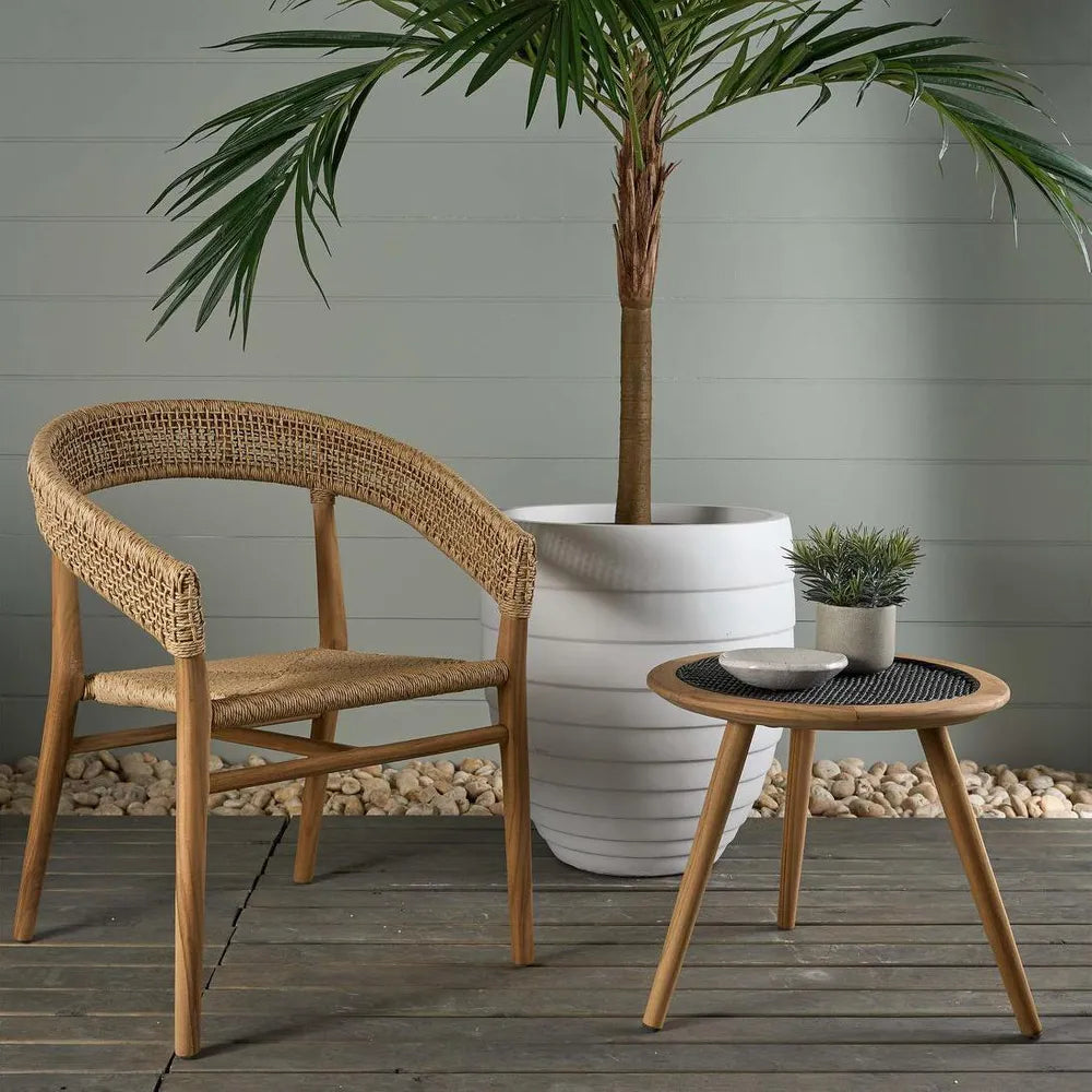 Teak and synthetic weave stylish outdoor dining chair to create an elevated outdoor living space | Magnolia Lane 1