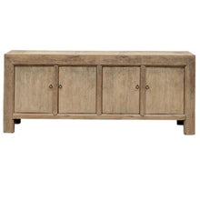 Load image into Gallery viewer, Four-door sideboard made from reclaimed timber with antique brass handles, rustic coastal style