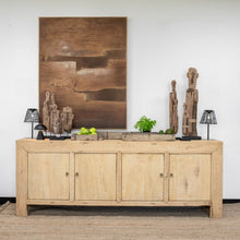 Load image into Gallery viewer, Four-door sideboard made from reclaimed timber with antique brass handles, rustic coastal style. Magnolia Lane