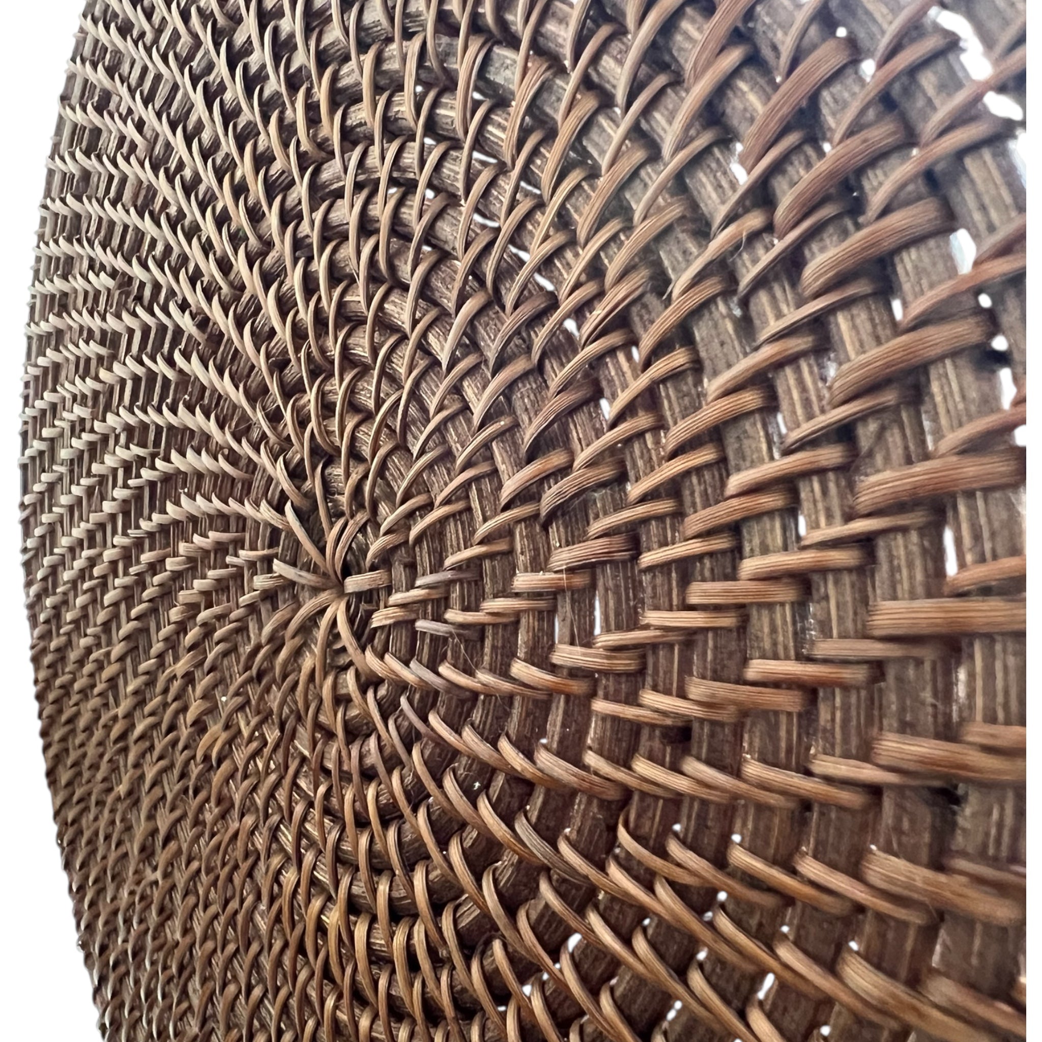 Handwoven espresso rattan placemat 30cm dark brown round woven table placemat by Magnolia Lane – up close view