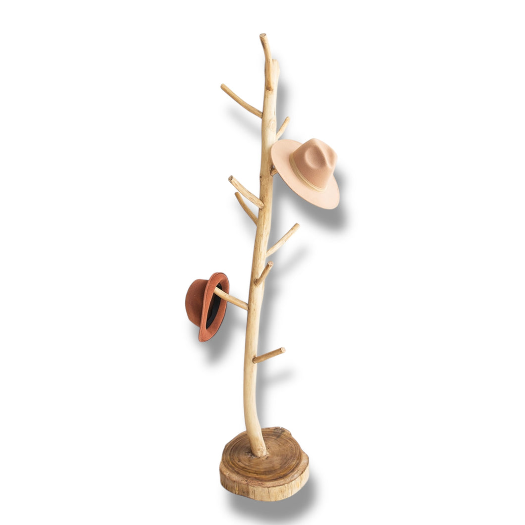 Teak hatstand, perfect for entry or mud room, Magnolia Lane modern coastal interiors