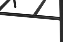 Load image into Gallery viewer, Fontaine Counter Stool with half-moon curved back and metal legs, upholstered in performance velvet in ivy, modern Art Deco inspired counter stool for elegant interiors.  Close up foot rest.